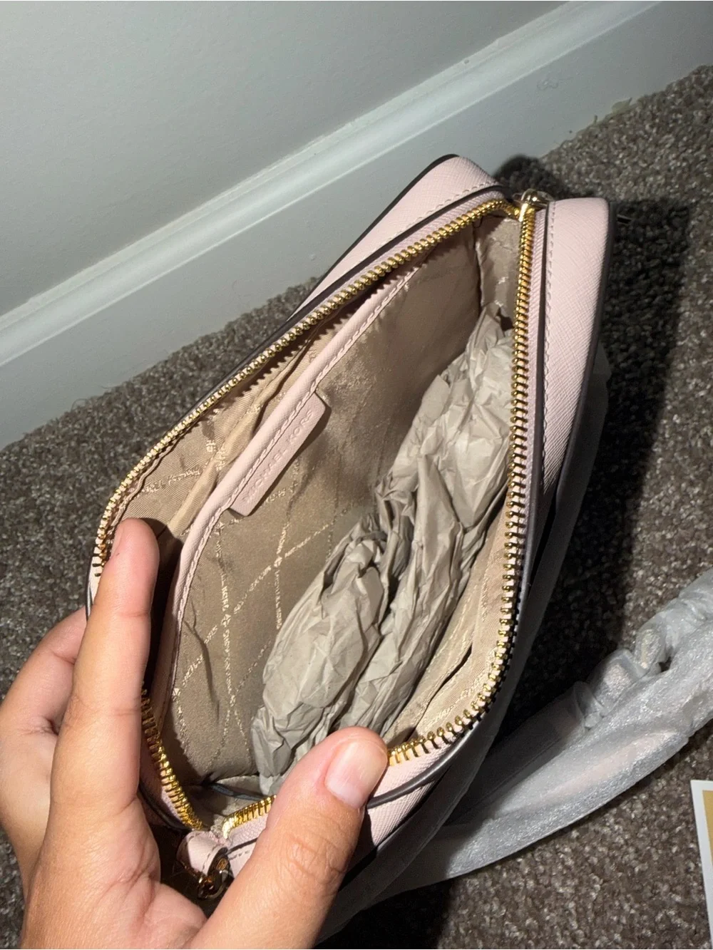 Michael Kors Blush Saffiano Crossbody Camera Bag